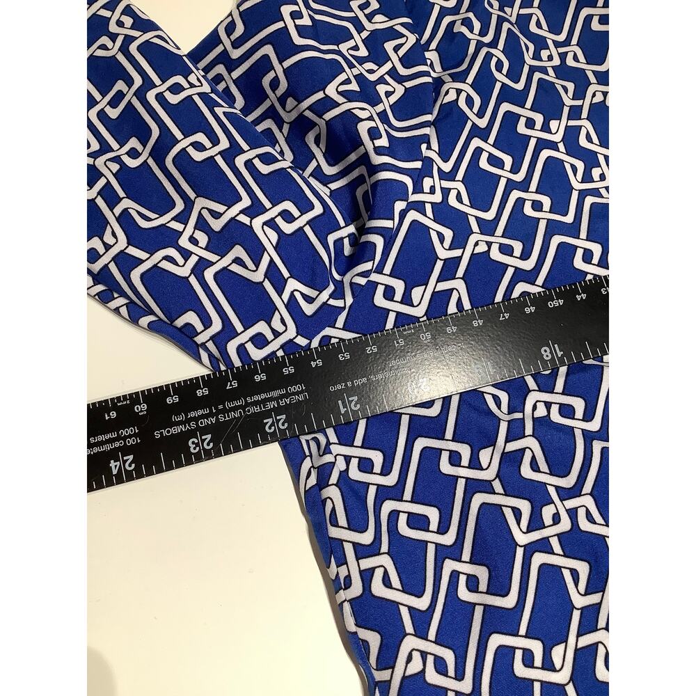 Adrienne Vittadini Blue/White Geometric Print Long Sleeve Top L Preppy, Bold - Picture 6 of 7